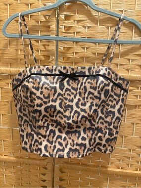 NWT Miss Selfridge Leopard Print Strappy Crop Top With Bow